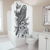 Finch op kersenbranche douchegordijn (In situ)