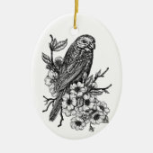 Finch op kersenbranche keramisch ornament (Voorkant)