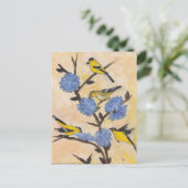 Finches op cichorei briefkaart (Staand voorkant)