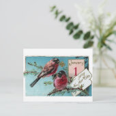 Finches op Pine Tree Nieuwjaar Feestdagenkaart (Staand voorkant)