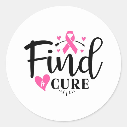 Find A Cure Breast Cancer Awareness Ronde Sticker (Voorkant)