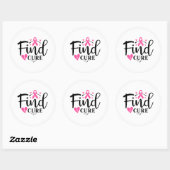 Find A Cure Breast Cancer Awareness Ronde Sticker (Vel)