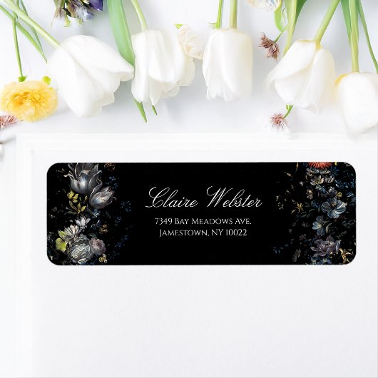 Fine Art Black Floral Etiket