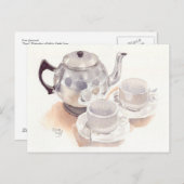 Fine Art Briefkaart - Tea Set, waterverf (Voorkant / Achterkant)