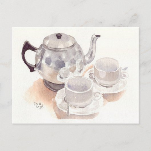 Fine Art Briefkaart - Tea Set, waterverf (Voorkant)