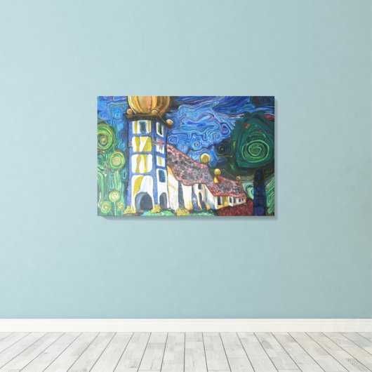 Fine art inspired by Hundertwasser Canvas Afdruk (Insitu (Houten vloer))