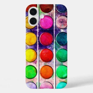 Fine art leuke kleurrijke verfkleurvak iPhone 16 plus hoesje