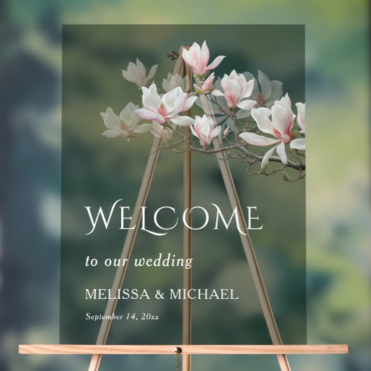 Fine Art Magnolia Transparent Wedding Welcome (Neutre)