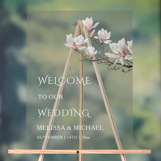Fine Art Magnolia Transparent Wedding Welcome (Neutre)