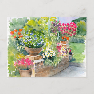 Fine Art Post Card - Tuinscène, Waterverf Briefkaart