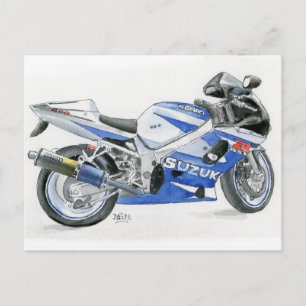 Fine Art Postcard-Suzuki motorbike, watercolour Briefkaart