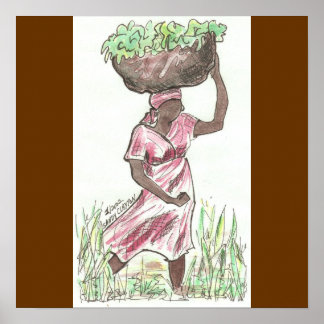 Fine Art Print op canvas/Haïtiaanse vrouw