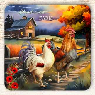Fine Art Rooster Chicken Boerderij Onderzetter