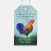 Fine Art Rooster Painting Gefeliciteerd Cadeaud La Cadeaulabel (Achterkant)