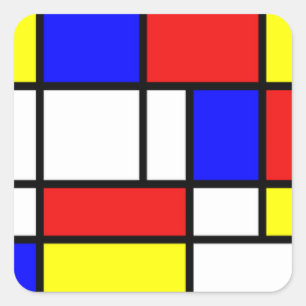 Fine Art sticker, Mondriaan, Samenstelling Vierkante Sticker