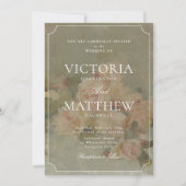 Fine Art Vintage Pink Roses Wedding Invitation (Devant)