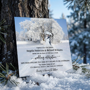 Fine Art Winter Wonderland Wedding Invitation Kaart