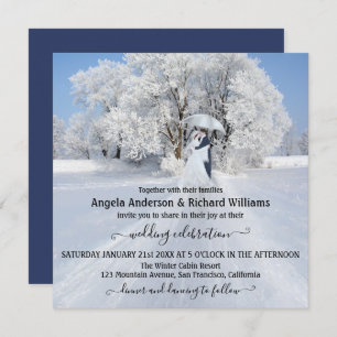 Fine Art Winter Wonderland Wedding Invitation Kaart