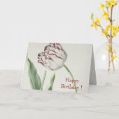 Fine Art, Witte en Rode Tulp Verjaardag Kaart (Gele Bloem)