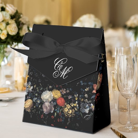 Fine Art Zwarte Bloemen Kalligrafie Bedankdoosjes
