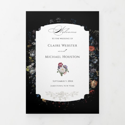 Fine Art Zwarte Bloemen Kalligrafie Drieluik Programma (Cover)