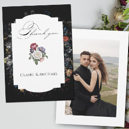 Fine Art Zwarte Bloemen Kalligrafie Foto Bedankkaart