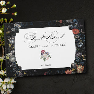 Fine Art Zwarte Bloemen Kalligrafie Gastenboek