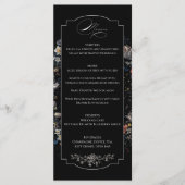 Fine Art Zwarte Bloemen Kalligrafie Menu (Voorkant)