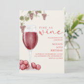 Fine as Wine Elegant Wine Tasting Birthday Invite Kaart (Staand voorkant)