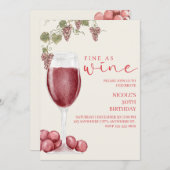 Fine as Wine Elegant Wine Tasting Birthday Invite Kaart (Voorkant / Achterkant)