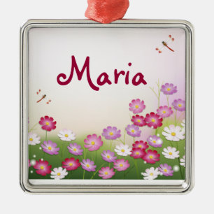 Fine Cool Cute Girly Retro Floral Mode Metalen Ornament