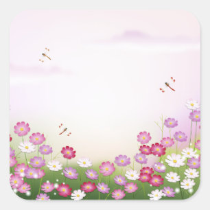 Fine Cool Cute Girly Retro Floral Mode Vierkante Sticker