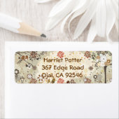 Fine Cute Cool Girly Retro Floral Mode Etiket (Insitu)