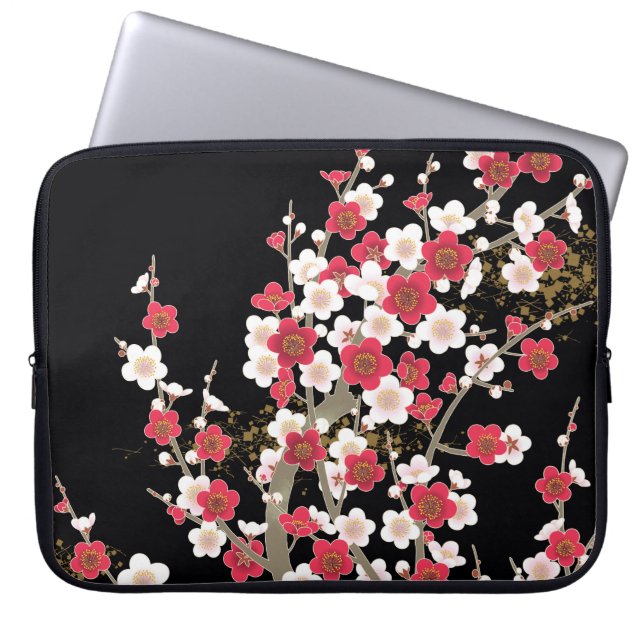 Fine Cute Cool Girly Retro Floral Mode Laptop Sleeve (Voorkant)