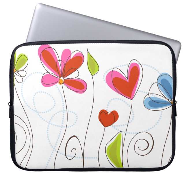 Fine Cute Cool Girly Retro Floral Mode Laptop Sleeve (Voorkant)
