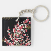 Fine Cute Cool Girly Retro Floral Mode Sleutelhanger (Achterkant)