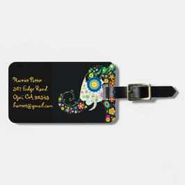 Fine Cute Girly Floral Elephant Bagagelabel