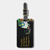 Fine Cute Girly Floral Elephant Bagagelabel (Voorkant verticaal)