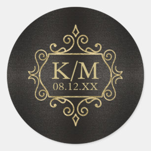 Fine Filigree Gold Wedding ID871 Ronde Sticker