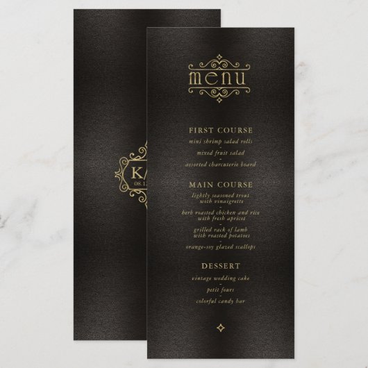 Fine Filigree Gold Wedding Menu V2 ID871 (Voorkant / Achterkant)