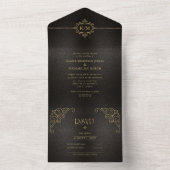 Fine Filigree Gold Wedding V2 ID871 All In One Uitnodiging (Binnen)