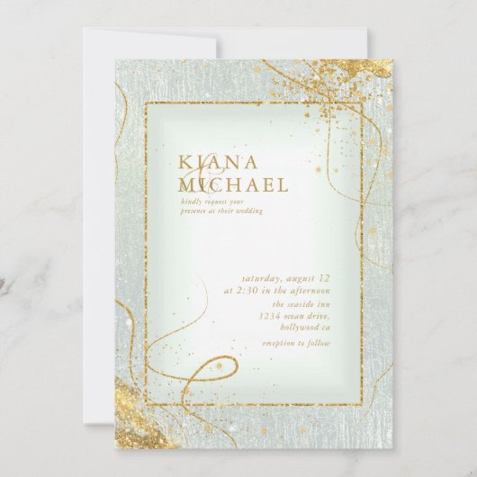 Fine Gold Lines Abstract Wedding V2 Sage ID867 (Voorkant)