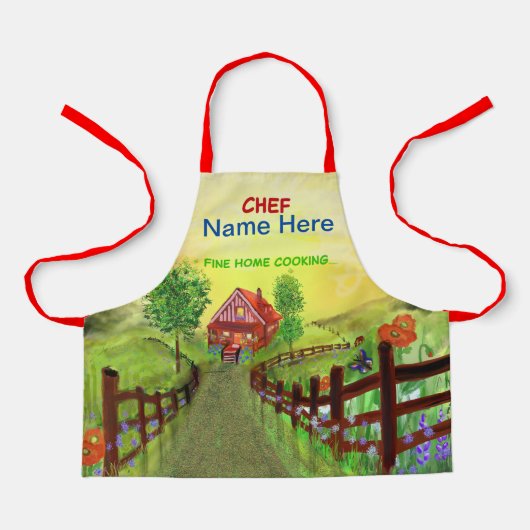 Fine Home Cooking Chef (naam hier) Kinderen Schort (Voorkant)