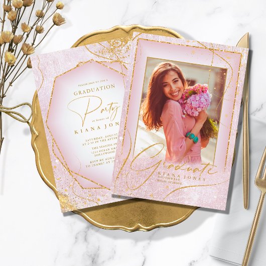 Fine Lines Gold Abstract Afstuderen Mauve ID907