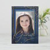 Fine Lines Gold Abstract Afstuderen Navy ID907 (Staand voorkant)