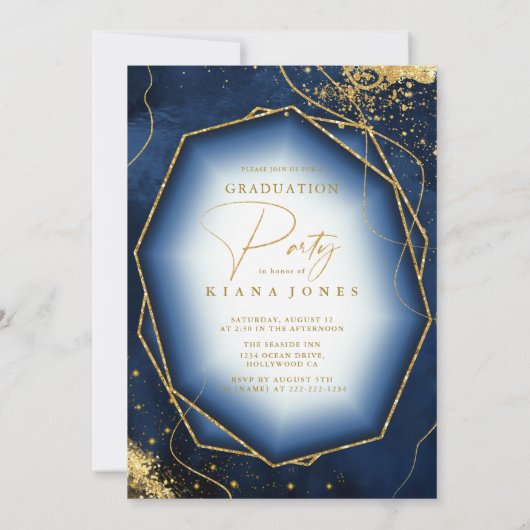 Fine Lines Gold Abstract Afstuderen Navy ID907 (Achterkant)