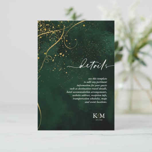 Fine Lines Gold Abstract Details Emerald ID867 Informatiekaartje (Staand voorkant)