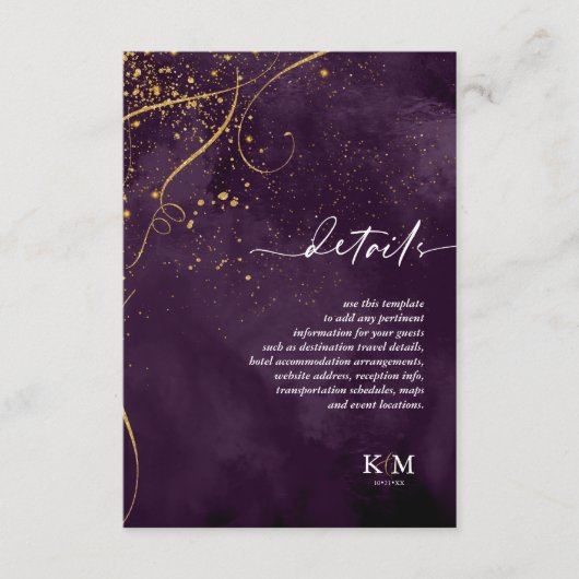 Fine Lines Gold Abstract Details Plum ID867 Informatiekaartje (Voorkant)