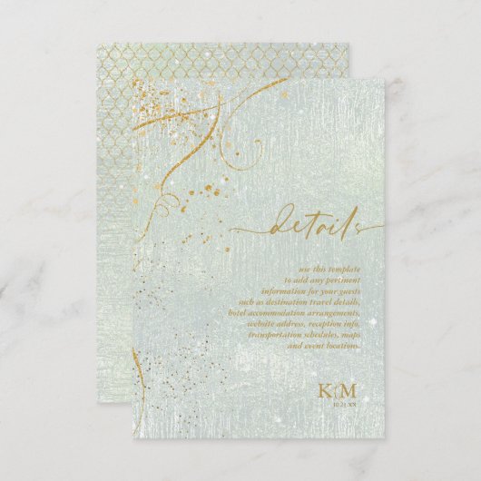 Fine Lines Gold Abstract Details Sage ID867 Informatiekaartje (Voorkant / Achterkant)