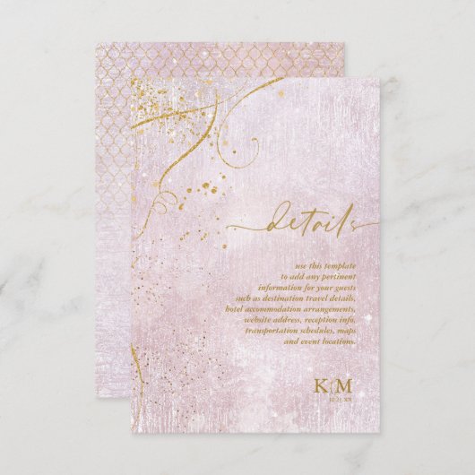Fine Lines Gold Abstract - Mauve ID867 - Details G Informatiekaartje (Voorkant / Achterkant)